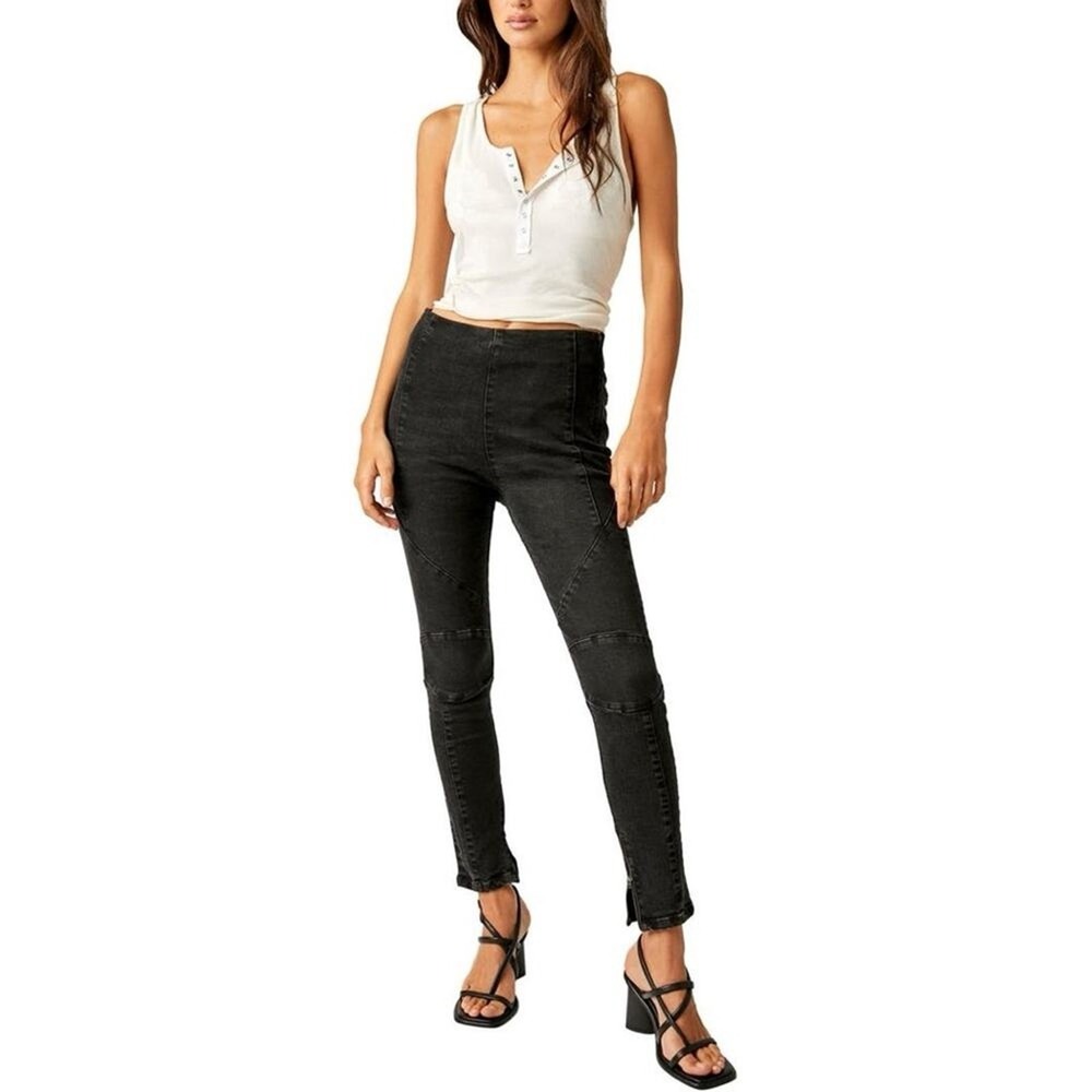 Free People We The Free Bella Moto Mid Rise Skinny Jeans Sz.24 NWT - Picture 4 of 9